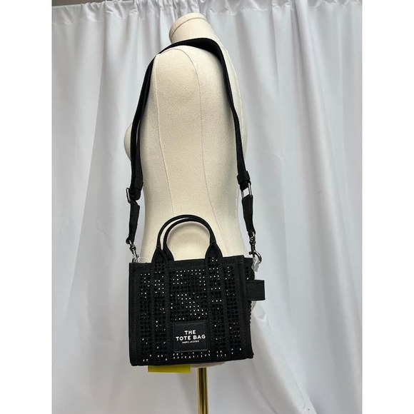NWT! Marc Jacobs The MINI Crystal Canvas Tote bag BLACK - Picture 8 of 13